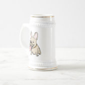 Funny French Bulldog met Huge Tongue Stikking out Bierpul (Voorkant links)