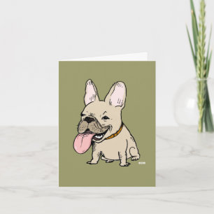 Funny French Bulldog met Huge Tongue Stikking out Kaart