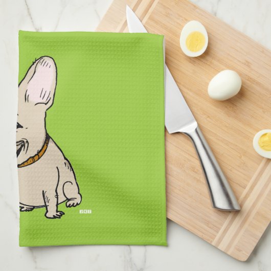 Funny French Bulldog met Huge Tongue Stikking out Theedoek (Quarter Fold)