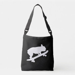 Funny French Bulldog on Skateboard Art boardbodes Crossbody Tas