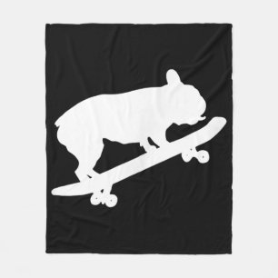 Funny French Bulldog on Skateboard Art boardbodes Fleece Deken