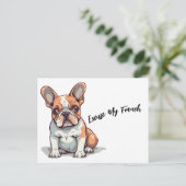 Funny French Bulldog Pardon My French Briefkaart (Staand voorkant)