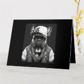 Funny French Bulldog Rapper Hip Star Kaart (Gele Bloem)