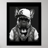 Funny French Bulldog Rapper Hip Star Poster (Voorkant)
