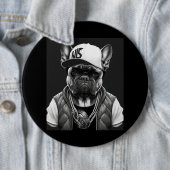Funny French Bulldog Rapper Hip Star Ronde Button 6,0 Cm (In situ)