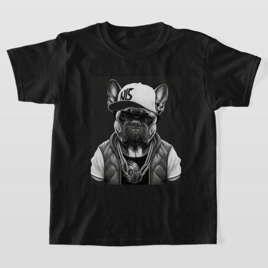 Funny French Bulldog Rapper Hip Star T-shirt (Laagn)