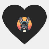 Funny French Bulldog Retro outfits Clothes Cute fo Hart Sticker (Voorkant)