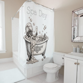 Funny French Bulldog Spa Day Shower Curtain Douchegordijn