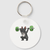 Funny French Bulldog Weightlifting And Bodybuildin Sleutelhanger (Voorkant)