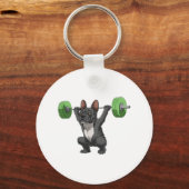 Funny French Bulldog Weightlifting And Bodybuildin Sleutelhanger (Voorkant)