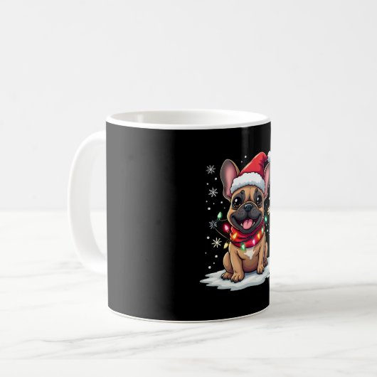 Funny French Bulldogs Christmas Santa Hat Lights S Koffiemok (Voorkant links)