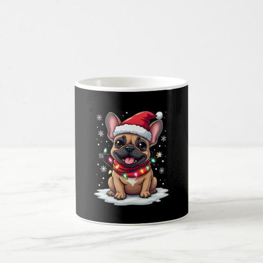 Funny French Bulldogs Christmas Santa Hat Lights S Koffiemok (Center)