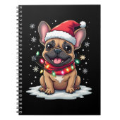 Funny French Bulldogs Christmas Santa Hat Lights S Notitieboek (Voorkant)