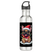 Funny French Bulldogs Christmas Santa Hat Lights S Waterfles (Voorkant)
