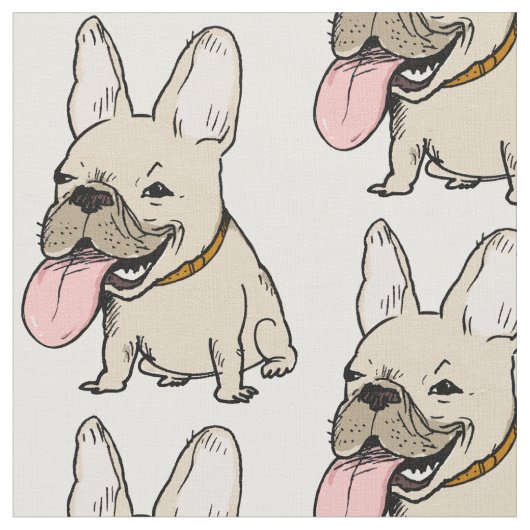 Funny French Bulldogs patterned Frenchie Lover's Stof (Close Up)