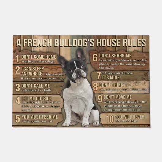 Funny French Bulldogs Welcome Doormat, Bulldog Mat (Voorkant)
