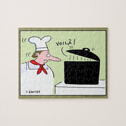 Funny French Chef Cartoon Art Voila Gourmet Legpuzzel (Horizontaal)
