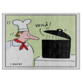 Funny French Chef met Mustache en Pet Cartoon Snijplank (Voorkant)