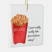 Funny French Fries | Kerst van monogram Keramisch Ornament (Rechts)