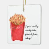 Funny French Fries | Kerst van monogram Keramisch Ornament (Links)