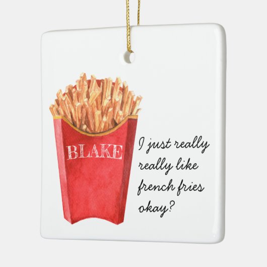 Funny French Fries | Kerst van monogram Keramisch Ornament (Links)