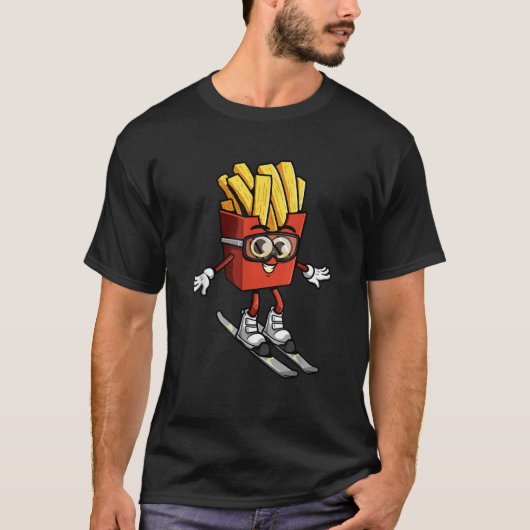 Funny French Fry Ski Potato Fries Skiing Instructo T-shirt (Voorkant)
