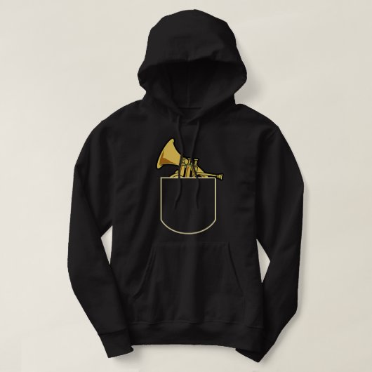 Funny French Horn in Pocket Gift Horn Player P Hoodie (Design voorkant)
