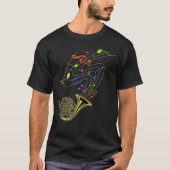 Funny French Horn Rainbow Muzieknoten Gift T-shirt (Voorkant)