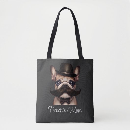 Funny Frenchie Custom Grey Tote Bag (Voorkant)