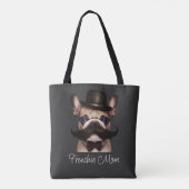 Funny Frenchie Custom Grey Tote Bag (Achterkant)