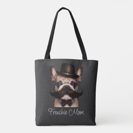 Funny Frenchie Custom Grey Tote Bag (Achterkant)