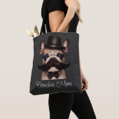 Funny Frenchie Custom Grey Tote Bag (Dichtbij)