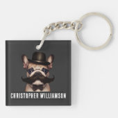 Funny Frenchie Dad Custom Name Double Sided Sleutelhanger (Achterkant)