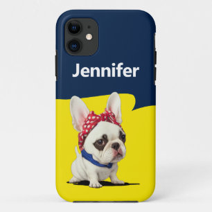 Funny Frenchie Rosie de Riveter Parody Case-Mate iPhone Case