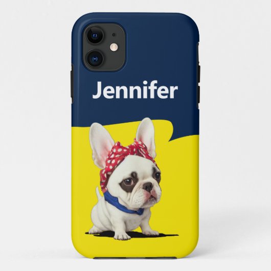 Funny Frenchie Rosie de Riveter Parody Case-Mate iPhone Case (Achterkant)
