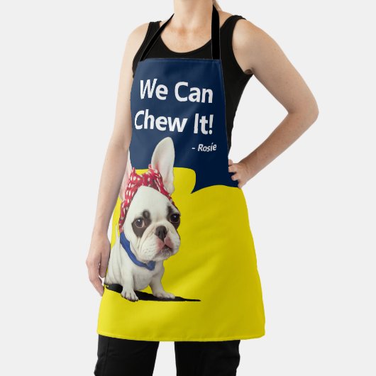 Funny Frenchie Rosie de Riveter Schort (Insitu)