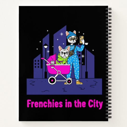  Funny Frenchies in the City | Cute Cartoon French Notitieboek (Achterkant)