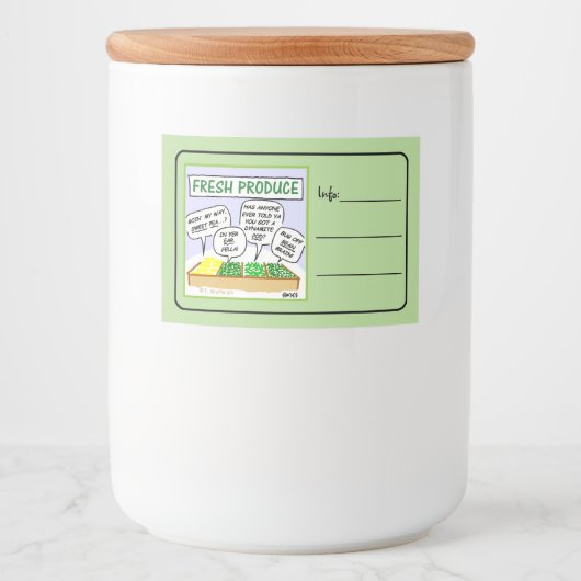 Funny Fresh Vegetables Cartoon Home Canning Voedselcontainer Etiket (Voorkant)
