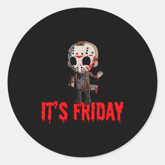 Funny Friday 13th Funny Halloween Horror  Ronde Sticker (Voorkant)