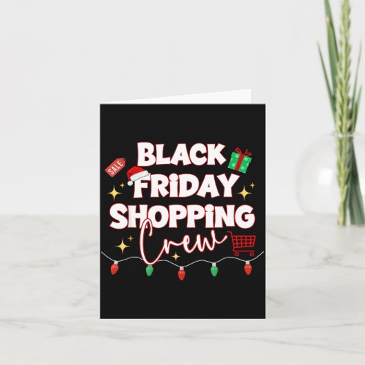 Funny Friday Shopng Crew Christmas Black Shopng Fa Kaart (Voorkant)