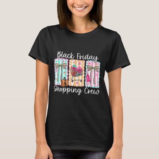Funny Friday Shopng Crew Christmas Black Shopng Fa T-shirt (Voorkant)