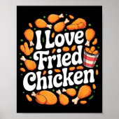 Funny Fried Chicken Art For Men Women Kids Fast Fo Poster (Voorkant)