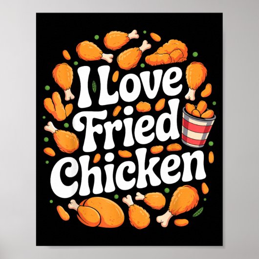 Funny Fried Chicken Art For Men Women Kids Fast Fo Poster (Voorkant)