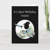 Funny, Friend Birthday, Magpie Waterverf Bird Kaart (Voorkant)