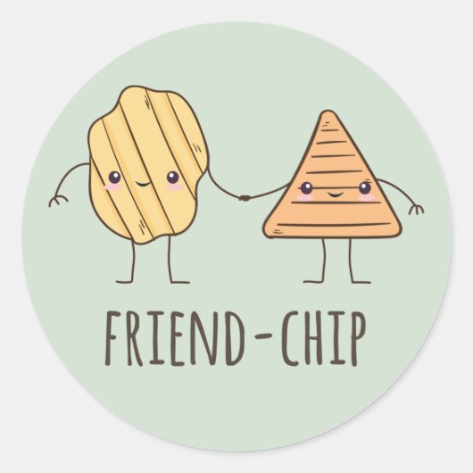 Funny Friend-chip chips chips Ronde Sticker (Voorkant)