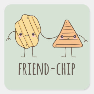 Funny Friend-chip chips chips Vierkante Sticker