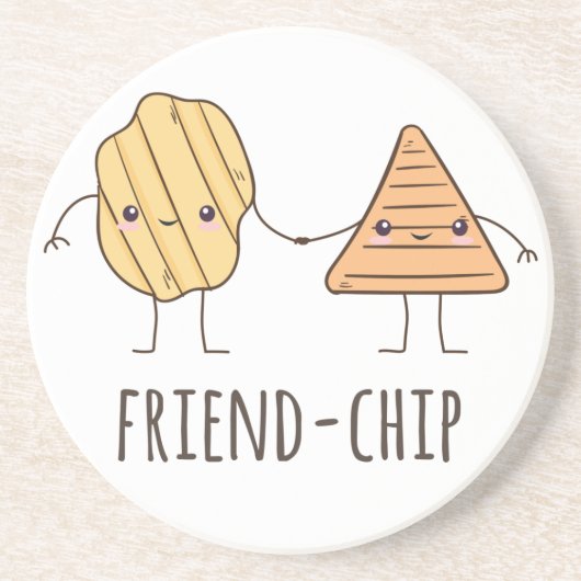 Funny Friend-chip chips chips Zandsteen Onderzetter (Voorkant)