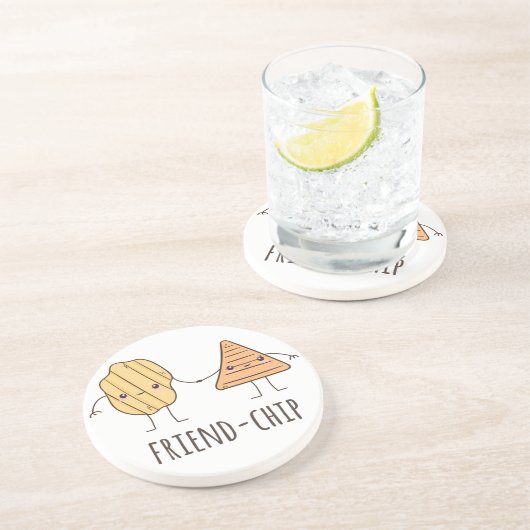 Funny Friend-chip chips chips Zandsteen Onderzetter (Zijkant)