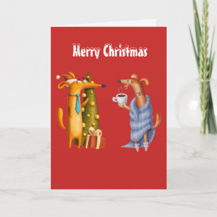 Funny Friend kerstKaart Holiday Dachshund Dogs Feestdagen Kaart