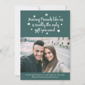 Funny Friends Modern kerstfoto groen Feestdagenkaart (Voorkant)